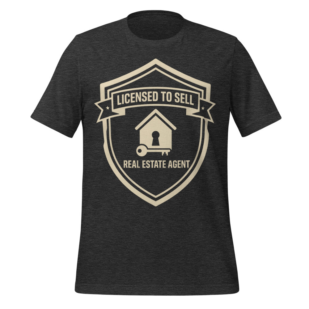Licensed to Sell real estate agent tee — Dark Grey Heather, front