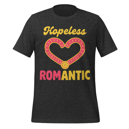 Hopeless ROMantic funny physical therapy tee — Dark Grey Heather, front