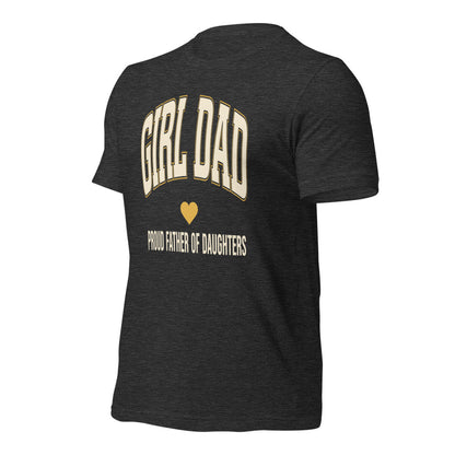 Girl Dad retro varsity tee — Dark Grey Heather, front-right