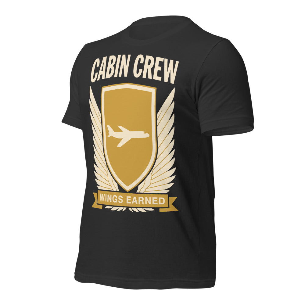 Wings Earned flight attendant tee — Dark Grey, front-right