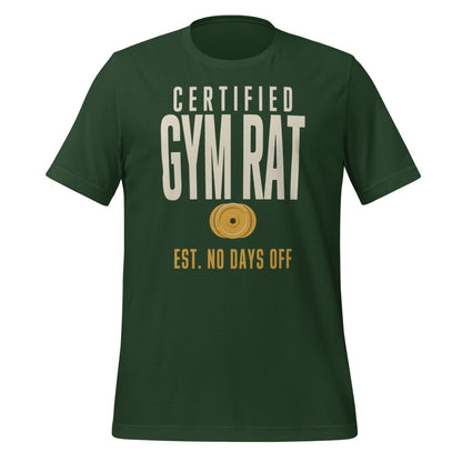 Certified Gym Rat vintage athletic tee — Forest, front