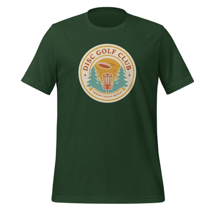 Disc Golf Club retro badge tee — Forest, front