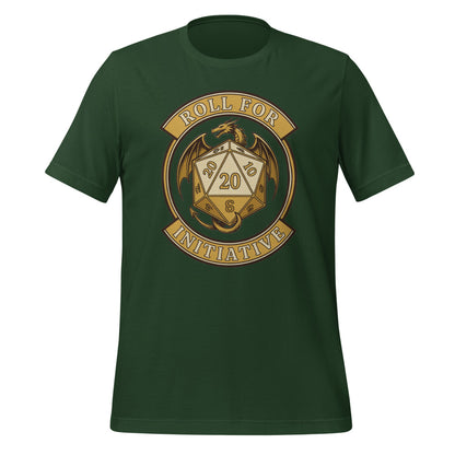 Roll For Initiative d20 dragon tabletop RPG tee — Forest, front