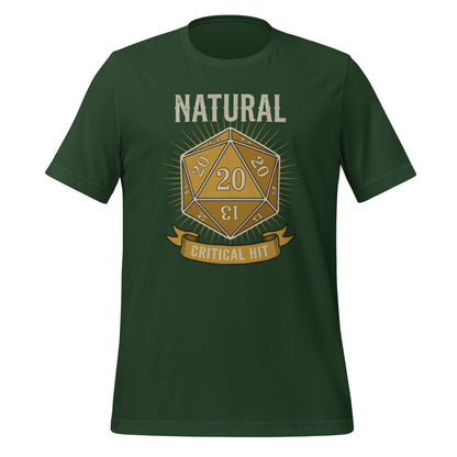 Natural 20 critical hit d20 tabletop RPG tee — Forest, front