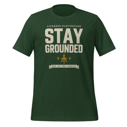 Stay Grounded funny electrician tee — Forest, front