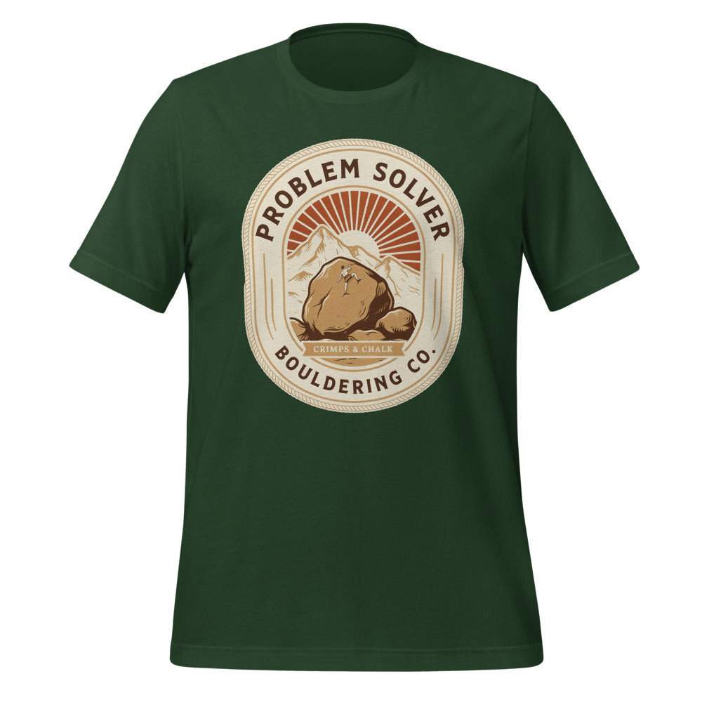 Problem Solver Bouldering Badge t-shirt — Forest, front