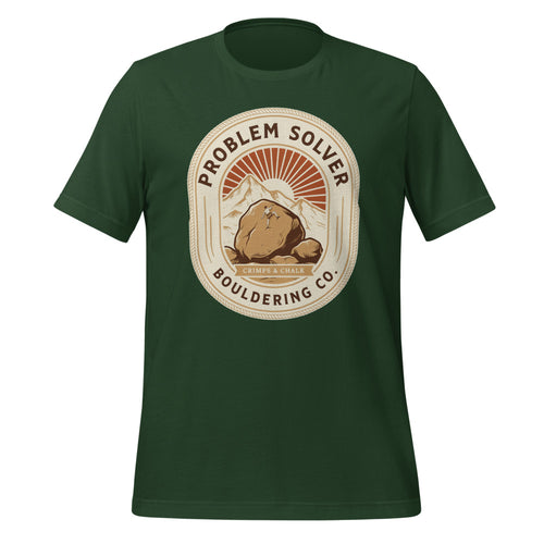 Bouldering Shirt, Vintage Rock Climbing Tee, Problem Solver Badge — Crimps & Chalk Climber Gift