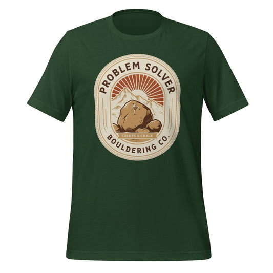 Problem Solver Bouldering Badge t-shirt — Forest, front