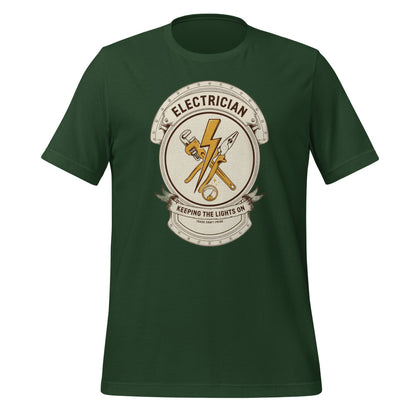 Electrician Journeyman trade crest tee — Forest, front