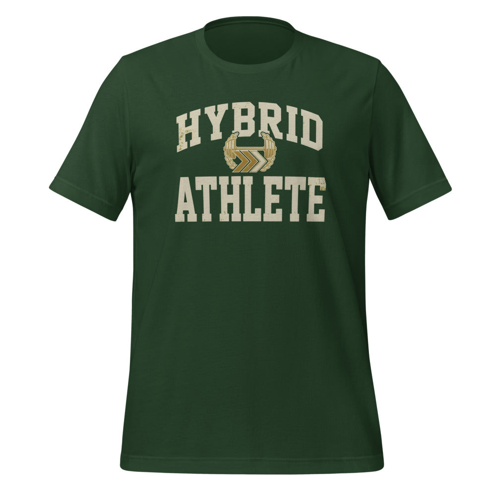 Hybrid Athlete vintage varsity tee — Forest, front