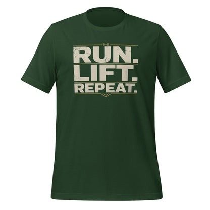 Run Lift Repeat vintage athletic tee — Forest, front