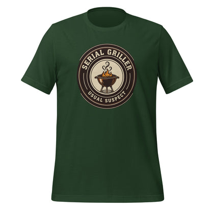 Serial Griller funny BBQ tee — Forest, front