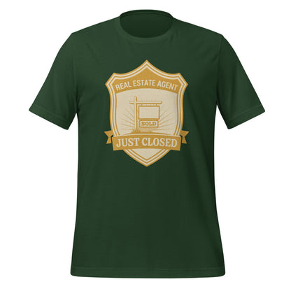 Just Closed real estate agent tee — Forest, front