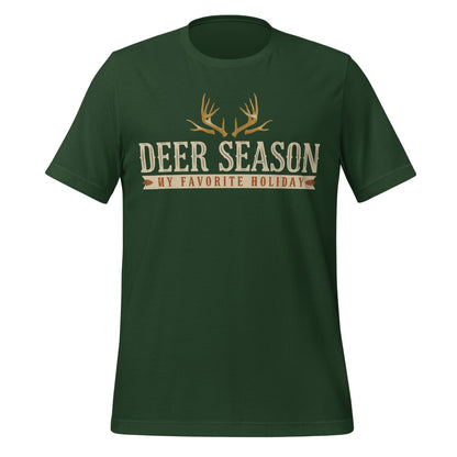 Deer Season My Favorite Holiday deer hunting tee — Forest, front