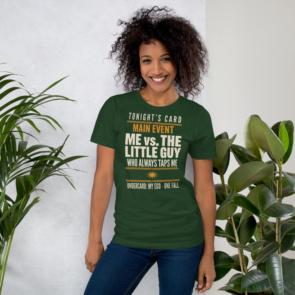 Tonight's Card funny Brazilian jiu jitsu t-shirt — Forest, on model
