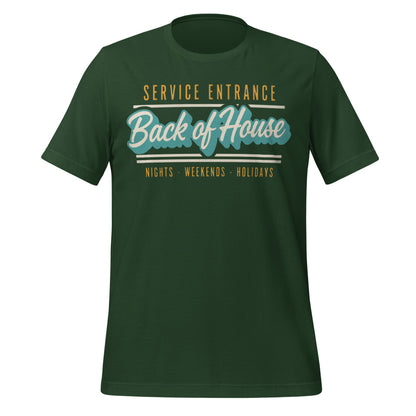 Line Cook Back of House retro diner service sign t-shirt — Forest, front