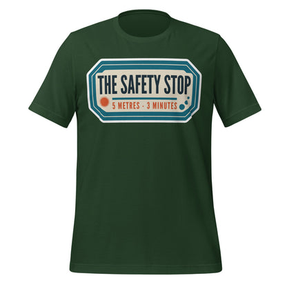 The Safety Stop vintage scuba diving travel decal t-shirt — Forest, front