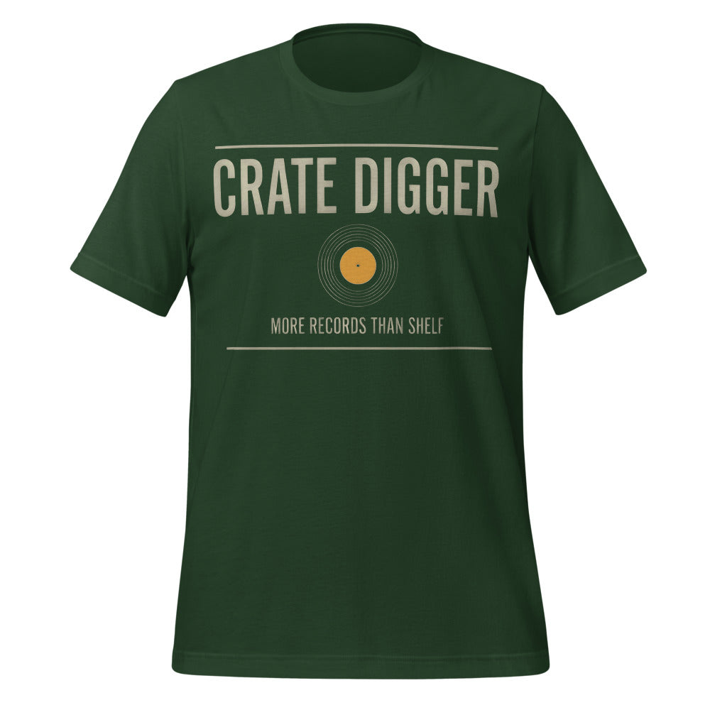 Crate Digger vinyl record tee — Forest, front