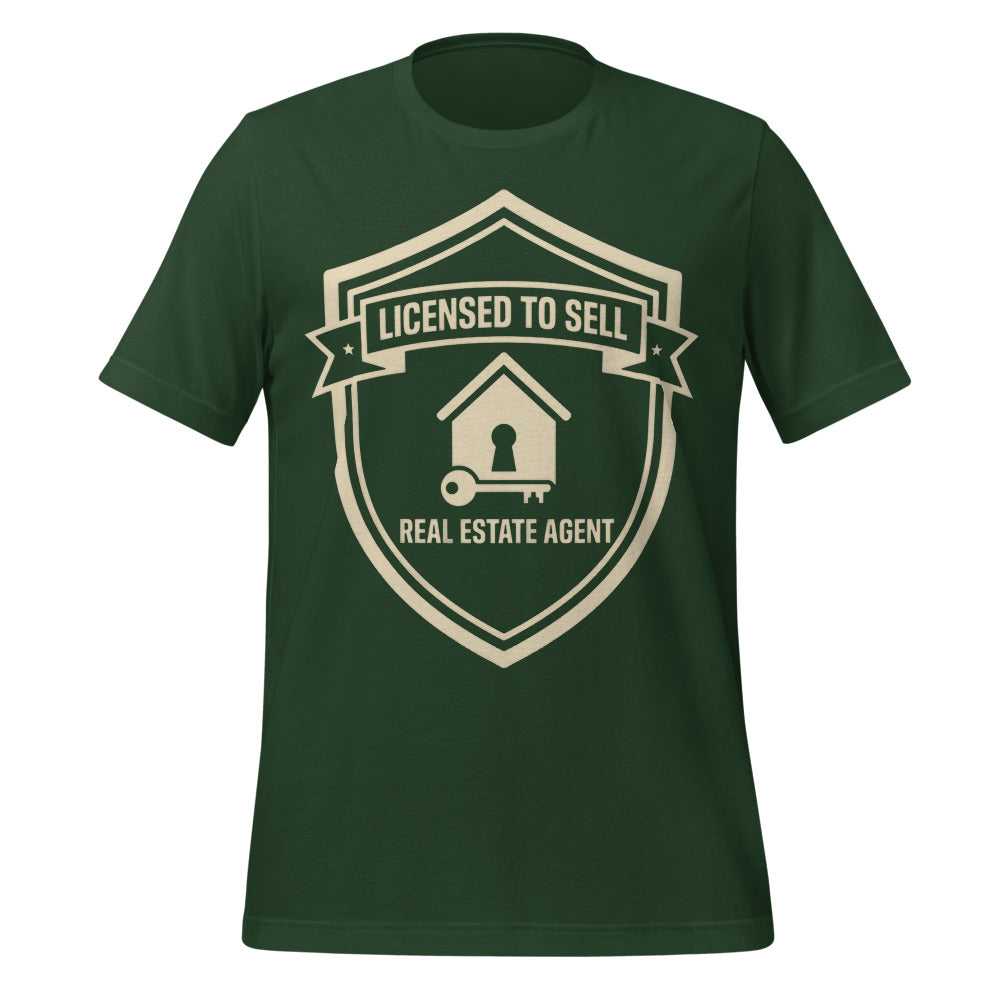 Licensed to Sell real estate agent tee — Forest, front