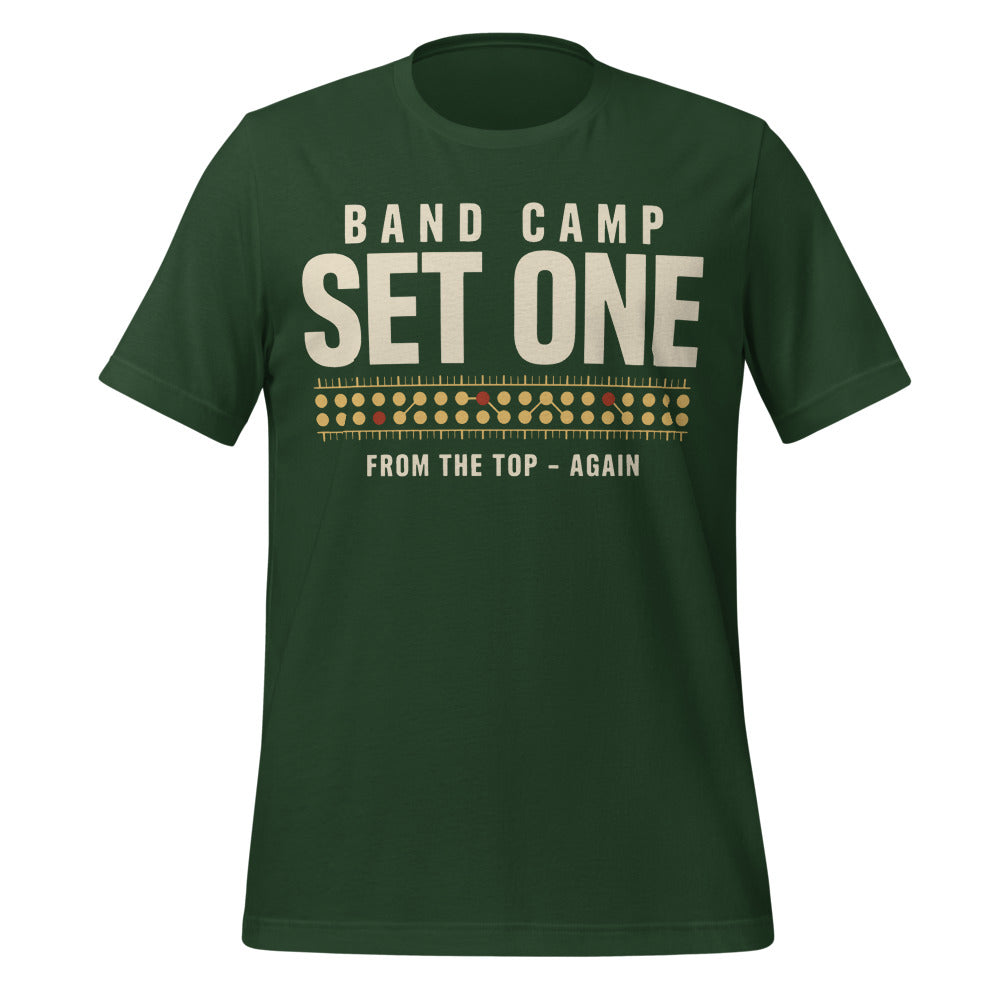 Set One marching band drill chart t-shirt — Forest, front