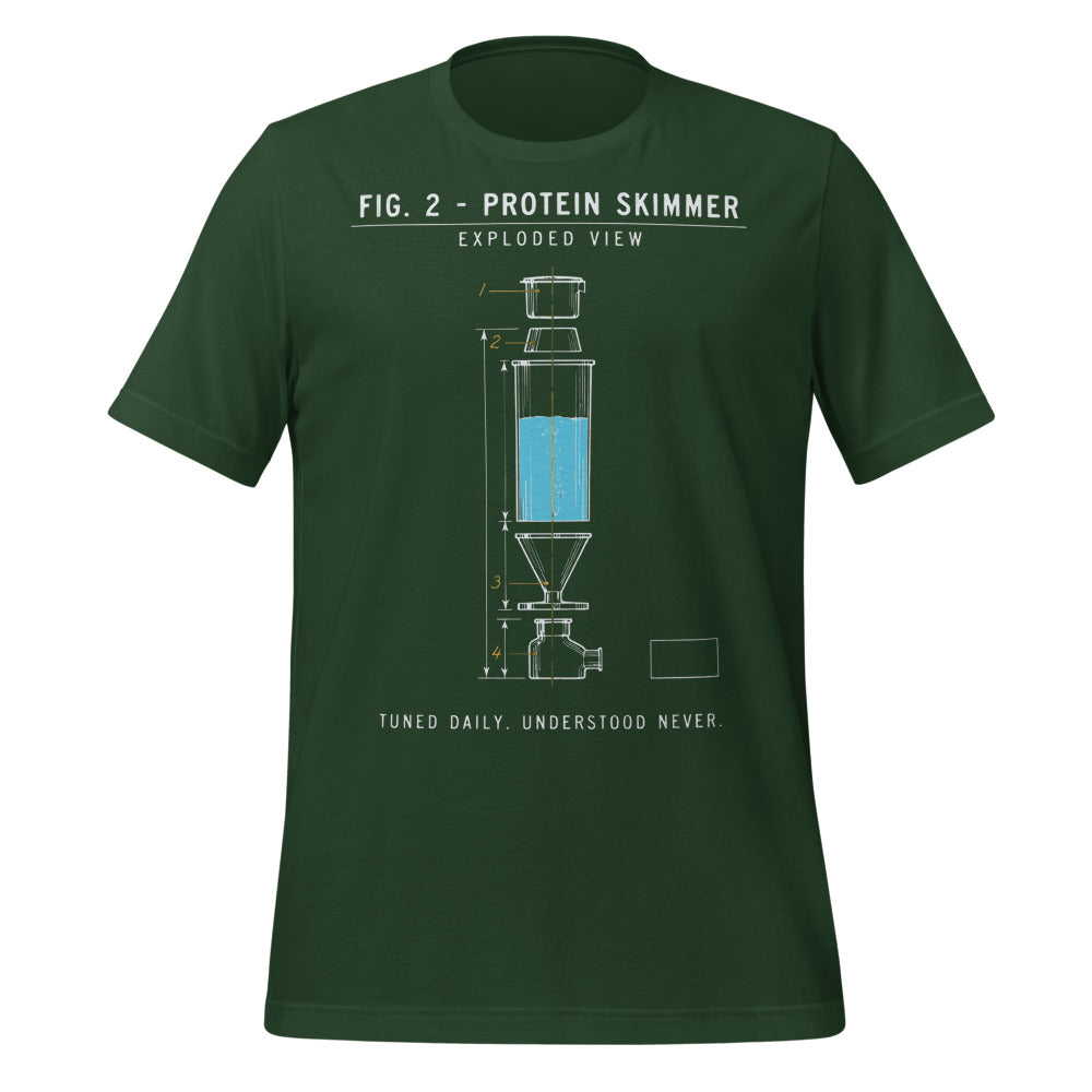 Protein Skimmer Exploded View reef tank saltwater aquarium t-shirt — Forest, front