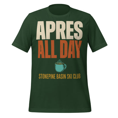 Après All Day Stonepine Basin Ski Club retro apres-ski t-shirt — Forest, front