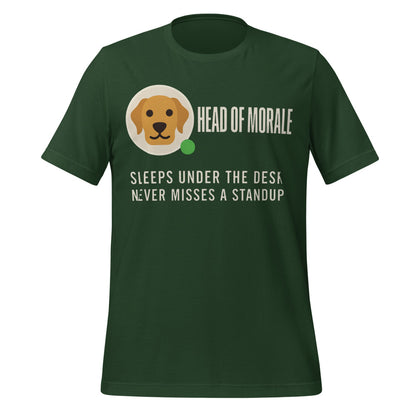Head of Morale dog profile card unisex t-shirt — Forest, front