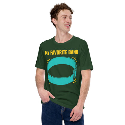 My Favorite Band funny physical therapy tee — Forest, on model