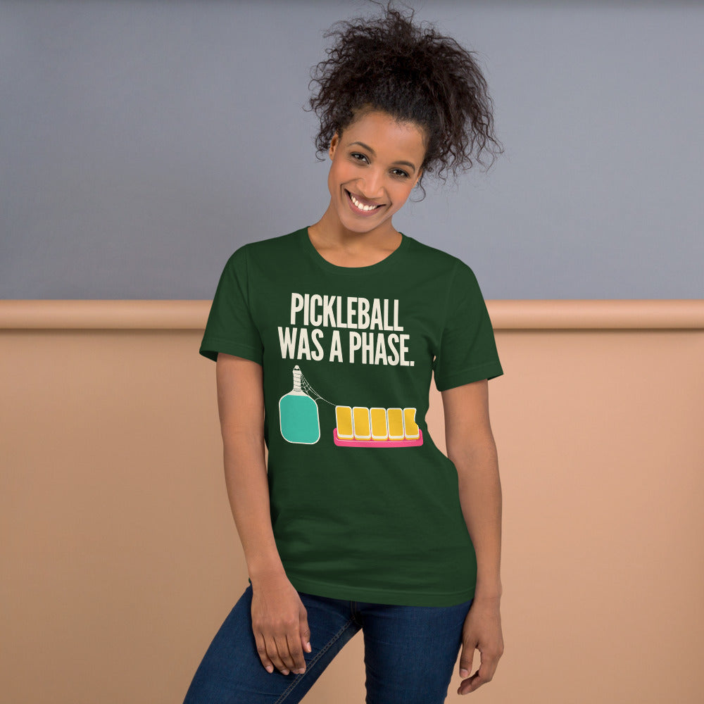 Pickleball Was A Phase funny mahjong tee — Forest, on model