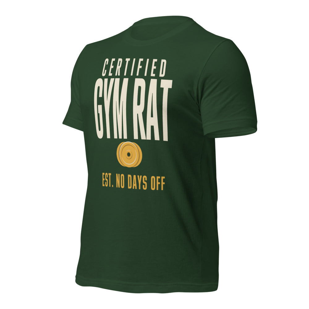 Certified Gym Rat vintage athletic tee — Forest, front-right