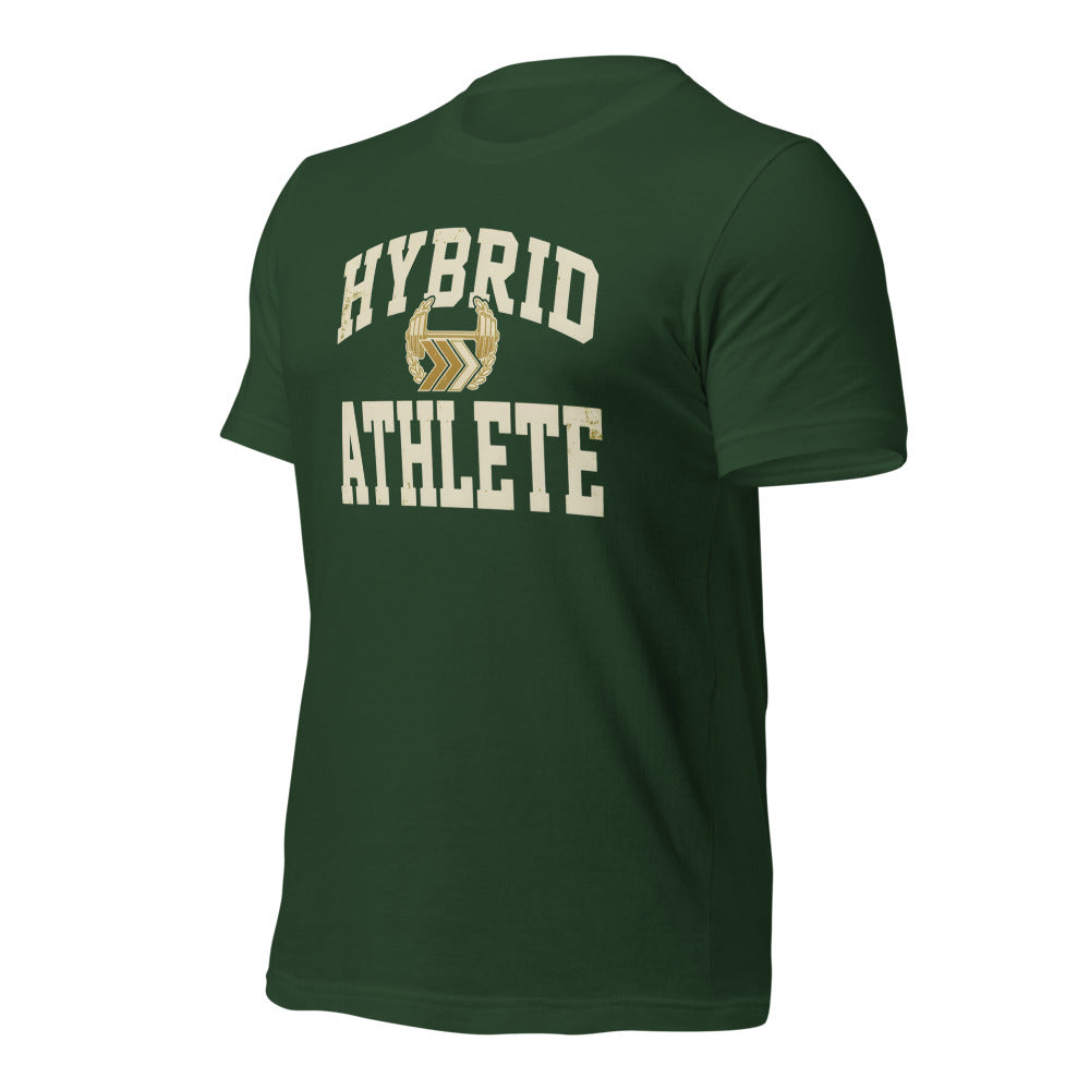 Hybrid Athlete vintage varsity tee — Forest, front-right