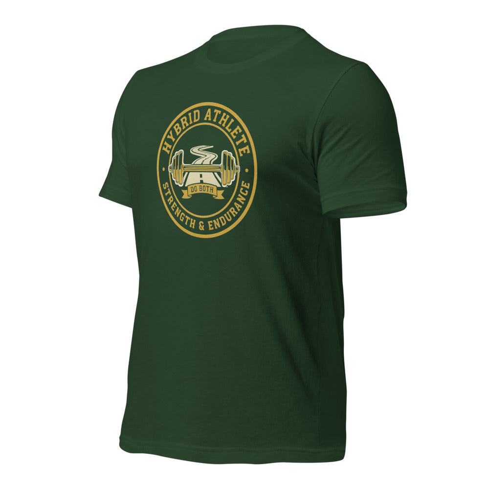 Hybrid Athlete vintage athletic-department crest tee — Forest, front-right