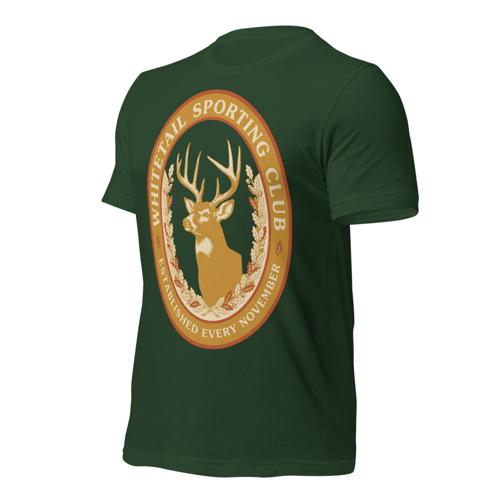 Whitetail Sporting Club vintage deer hunting tee — Forest, front-right