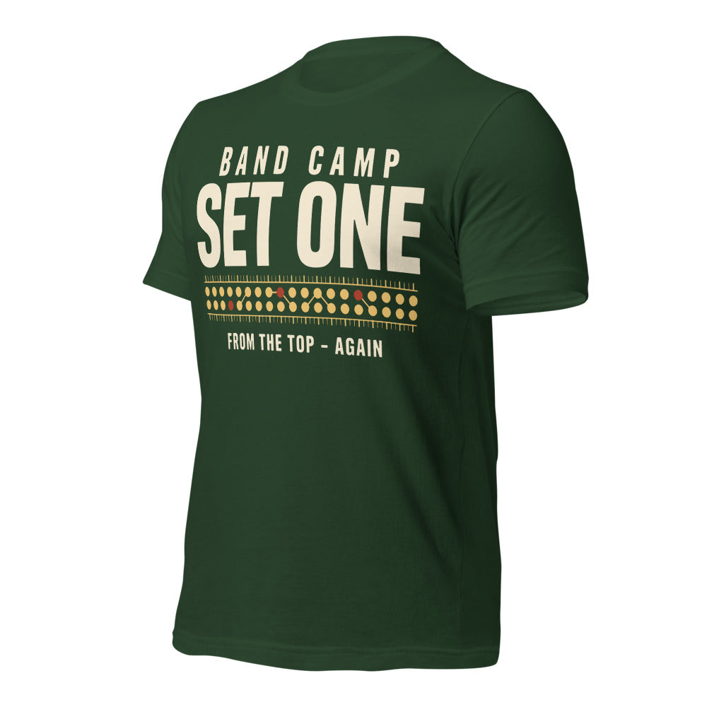 Set One marching band drill chart t-shirt — Forest, front-right