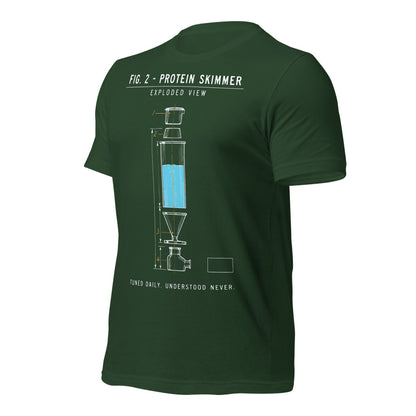 Protein Skimmer Exploded View reef tank saltwater aquarium t-shirt — Forest, front-right