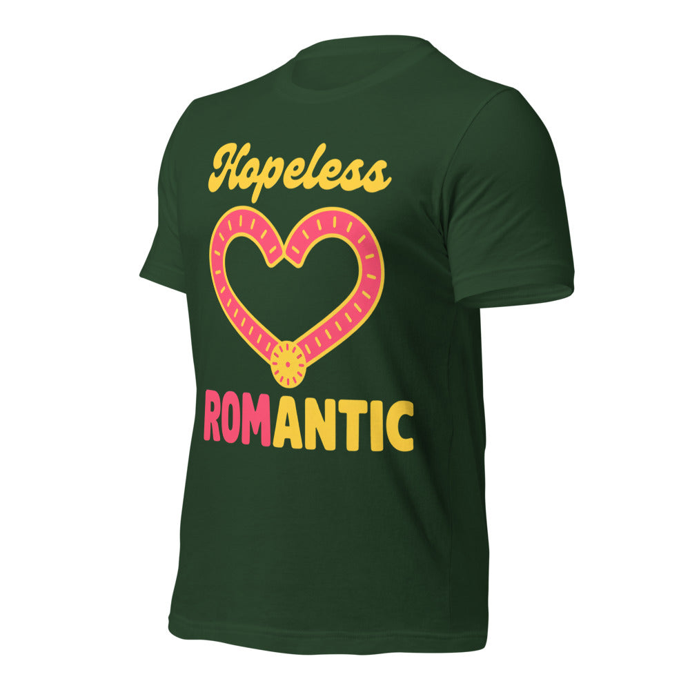 Hopeless ROMantic funny physical therapy tee — Forest, front-right
