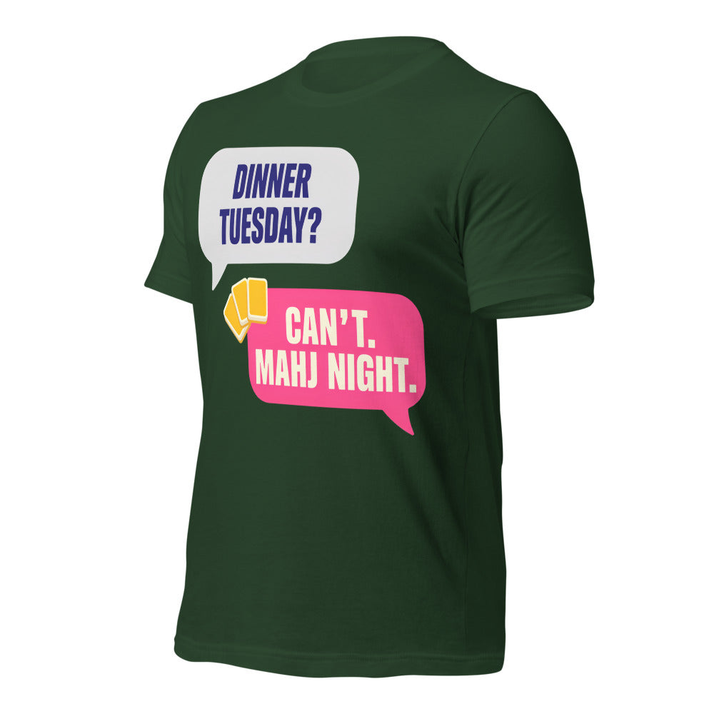 Mahj Night funny mahjong tee — Forest, front-right