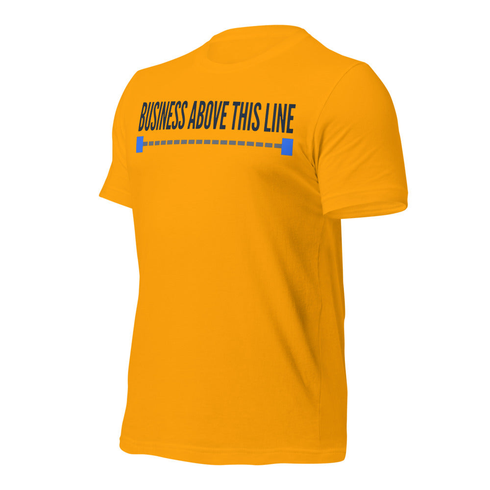 Business Above This Line unisex t-shirt — Gold, front-right