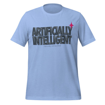 Artificially Intelligent funny AI t-shirt — Heather Carolina Blue, front