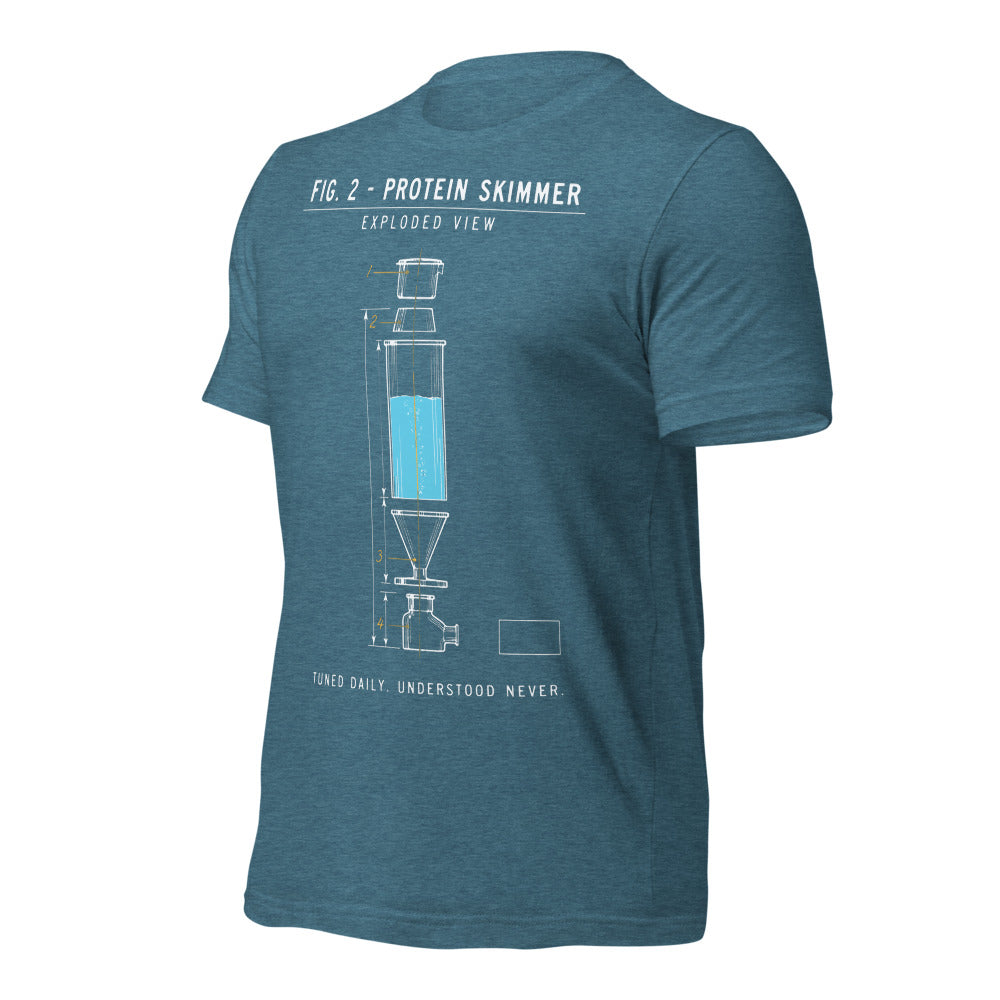 Protein Skimmer Exploded View reef tank saltwater aquarium t-shirt — Heather Deep Teal, front-right