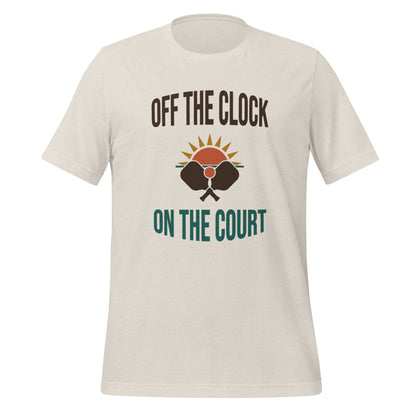 Off The Clock On The Court retro pickleball tee — H. Dust, front