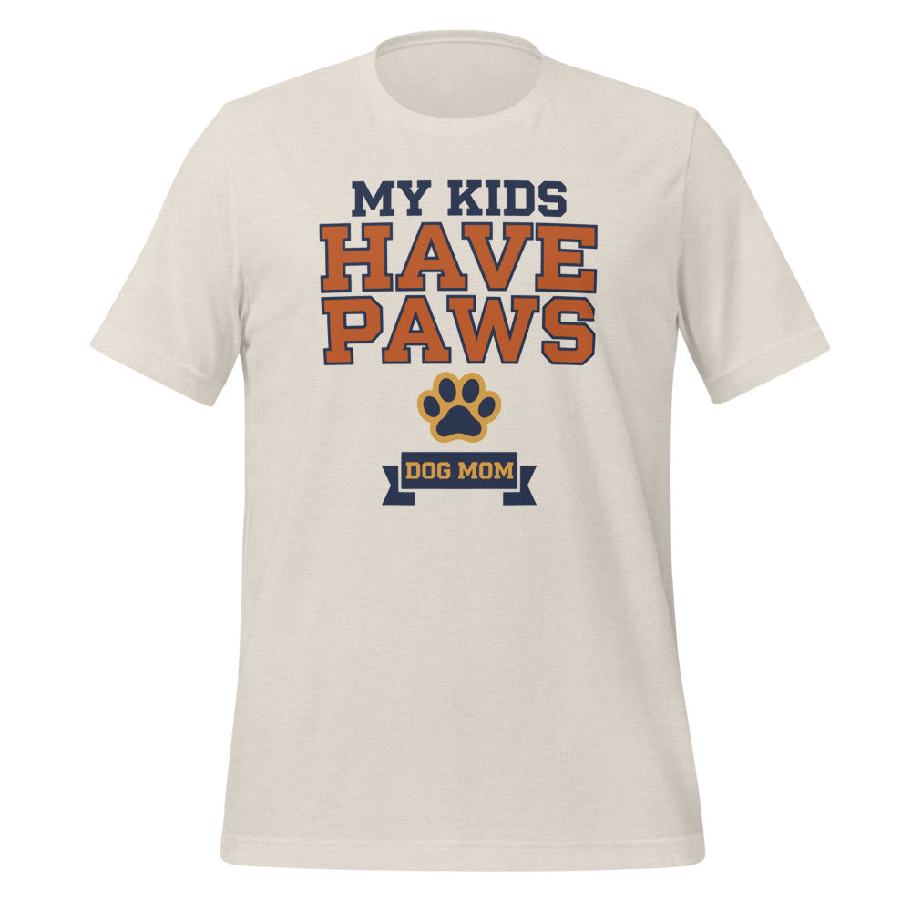 My Kids Have Paws funny dog mom tee — Heather Dust, front