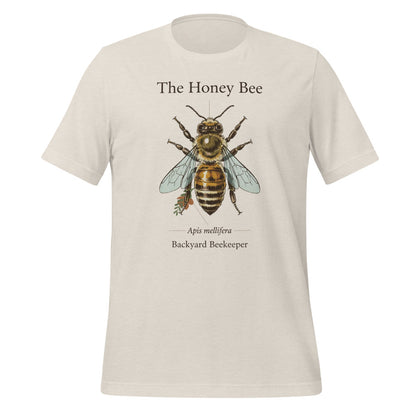 The Honey Bee Apis mellifera anatomical tee — Heather Dust, front