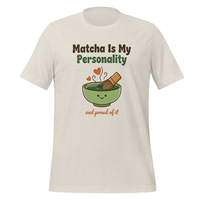 Matcha Is My Personality retro matcha tee — Heather Dust, front