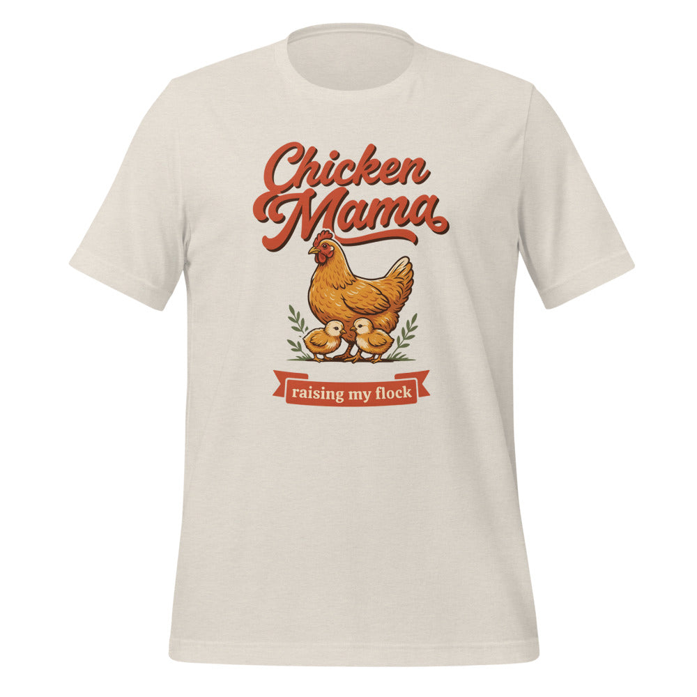 Chicken Mama raising my flock chicken keeper tee — Heather Dust, front