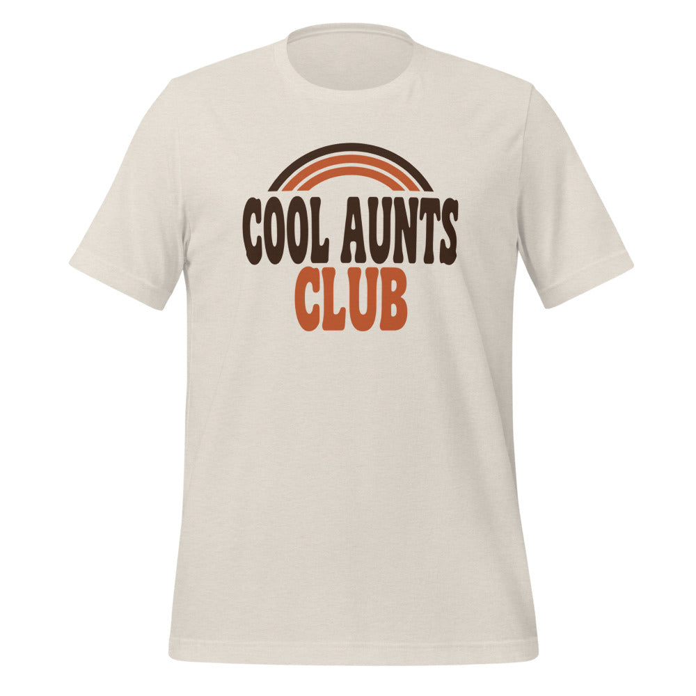 Cool Aunts Club retro groovy aunt tee — Heather Dust, front