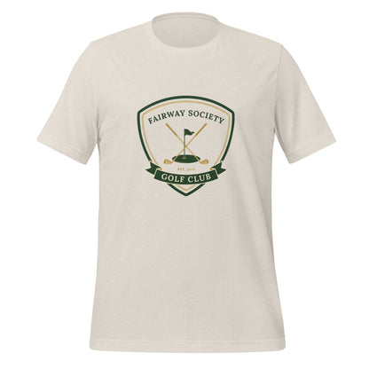 Fairway Society vintage golf club crest tee — Heather Dust, front