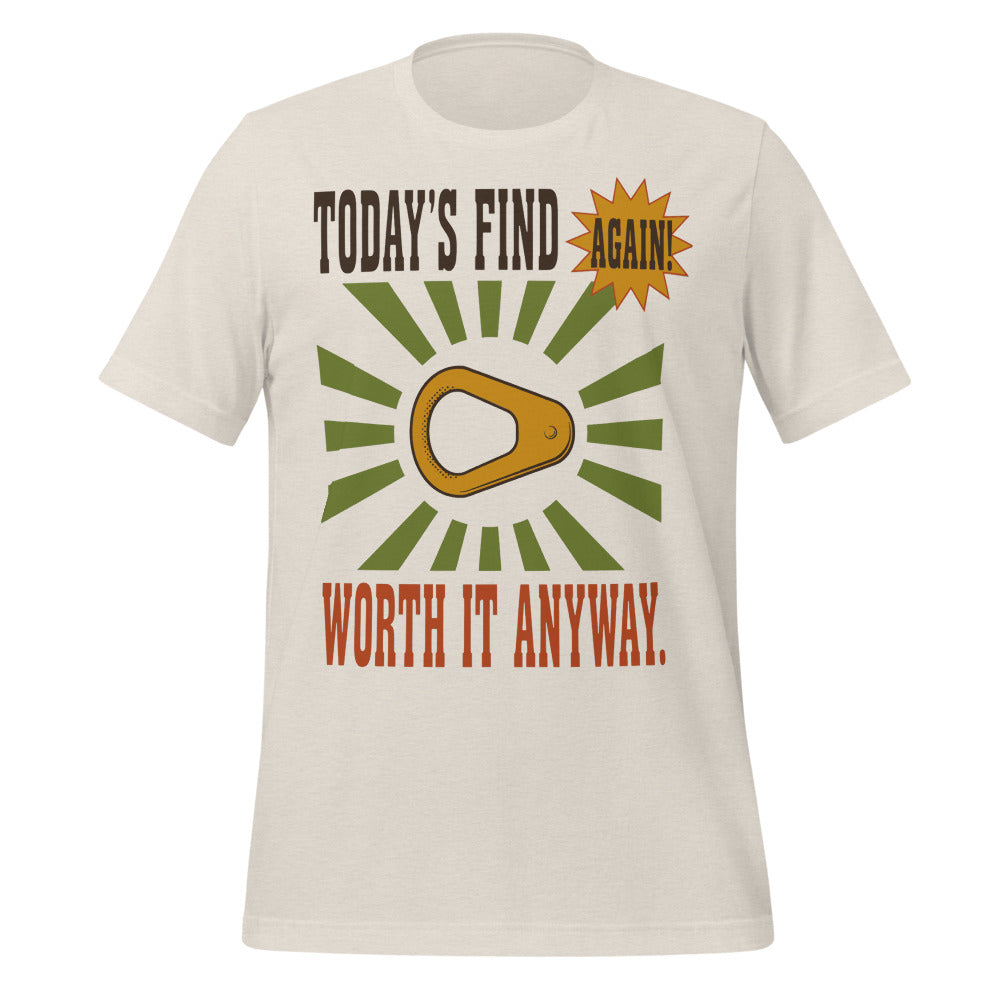 Today's Find pull tab retro metal detecting tee — Heather Dust, front