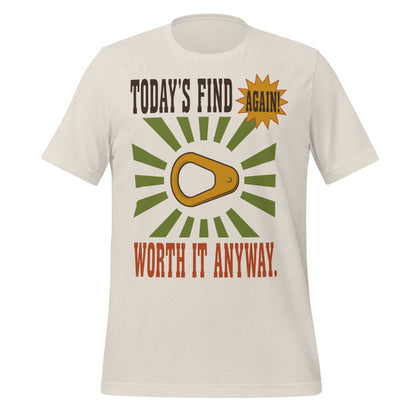 Today's Find pull tab retro metal detecting tee — Heather Dust, front
