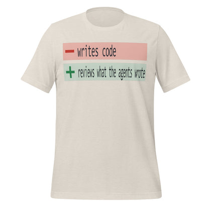 The Diff agentic AI engineer tee — Heather Dust, front